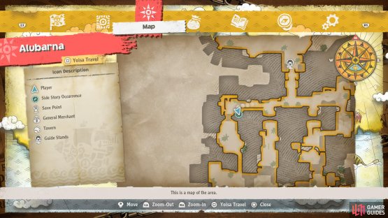 The location of the side story on the map