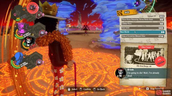 Using Brook&rsquo;s New World will buff the whole team&rsquo;s attacks for the next five turns