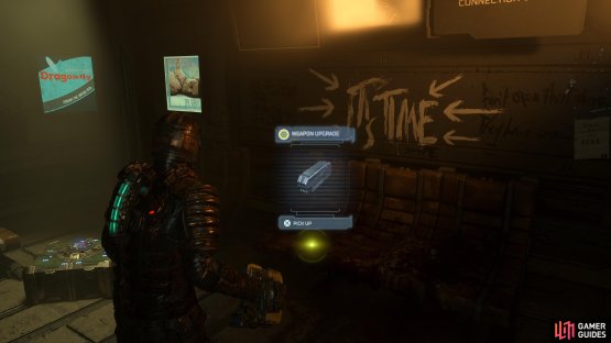 Where the Cartridge Rack can be found on the chair beneath the graffiti.