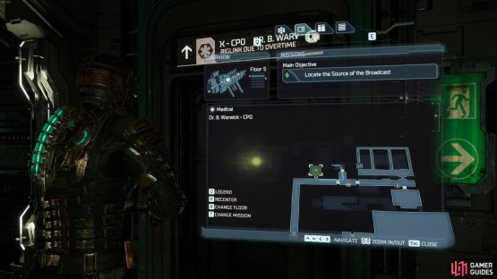 The location of Dr. B Warwick - CPO office on Floor 5 of Medical.