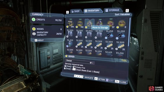 You can move almost any item to your storage when you visit Stores.