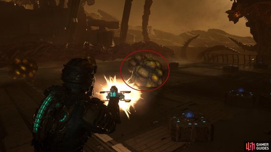 During phase 1 the Hive Mind will spit out countless bulbs out of its mouth across the arena.