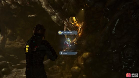 You can get the Flamethrower in the Fuel Storage tunnel.