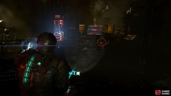 The schematic will be on the chair to the right of the objective console.