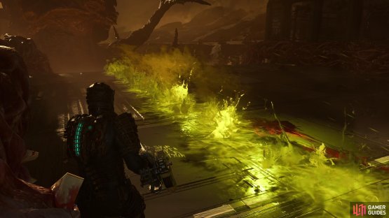 If you get cut off from the rest of the arena, just run across the acid as there&rsquo;ll be no way to avoid the following tentacle slams.