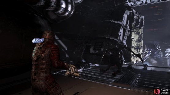 While you avoid the rotating modules, Necromorphs will attempt to hinder you. Thankfully, a well-timed melee punch can knock them into the passing modules.