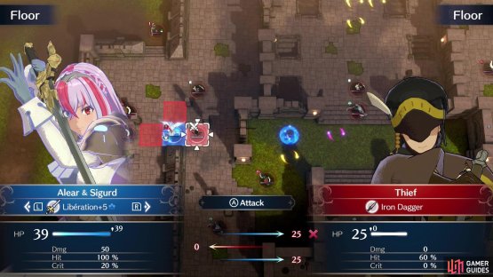 A character equipped with !Sigurd can cover a lot of ground quickly - perhaps even killing off one of the Thieves before they can take a turn!