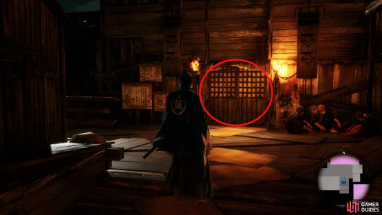 The entrance can be found at the top of the stairs as soon as you reach the second floor.