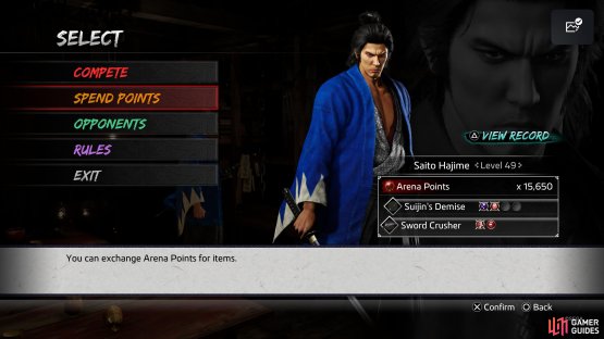 Select the Spend Points option to open up the Arena Shop.