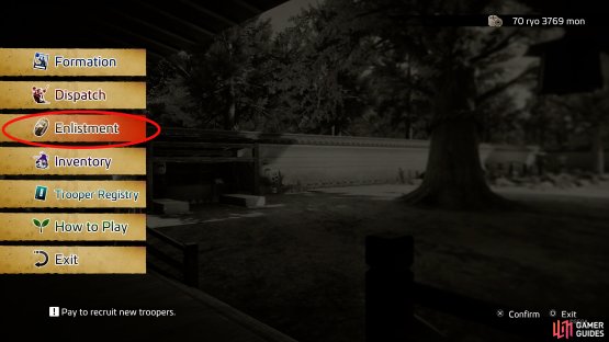 Go to the Mission Receptionist in the Shinsengumi Barracks, and choose Enlistment.