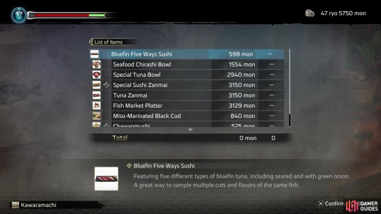 Buy any meals from the Sushi Zanmai shop to boost your bond,