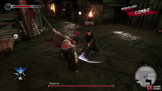While Izo&rsquo;s attacks are generally not difficult to dodge, a mistake can allow him to land a lengthy, damaging combo.