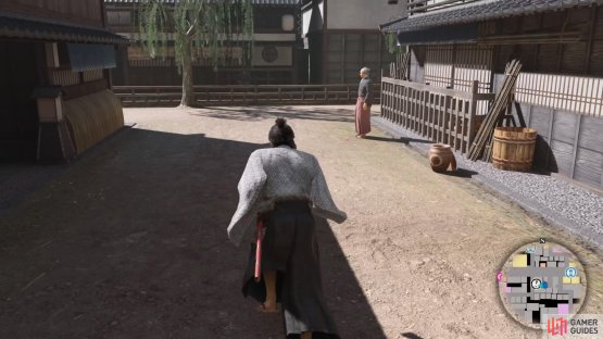 Speak to the man standing outside to agree to help