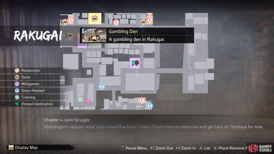 The Gambling Den&rsquo;s location on the map