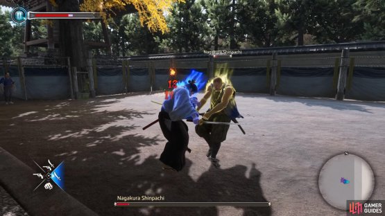 His stab grab move will keep you pinned to his sword