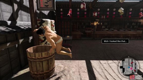 Viewing nudity as the more overt crime, they&rsquo;ll chase Ryoma - hide after breaking their line of sight, then return to the Harima Bathhouse.