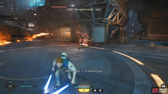 You&rsquo;ll need to dodge, run away from, or jump in the air when the boss uses her ground slam attack.