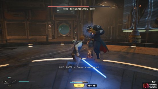 The boss will begin to use this invulnerability stance from phase 2 onwards. You can break it by using force push and then hitting with a melee attack if you&rsquo;re swift.