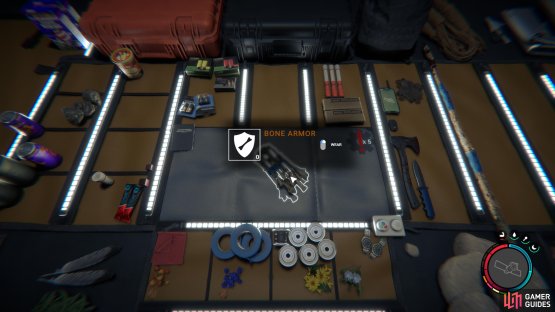 Once you&rsquo;ve crafted the Bone Armor, equip it with the left mouse button. When equipped, the armor segment will display a yellow color.