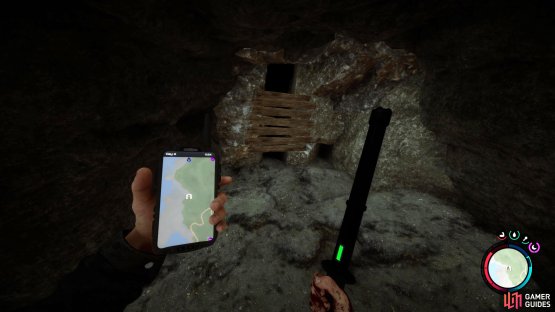 The entrance to the cave will be in the rock face, and it&rsquo;ll be barricaded. Break down the barricade with a melee attack.
