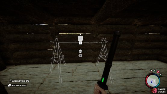 then interact with it to place the sticks.