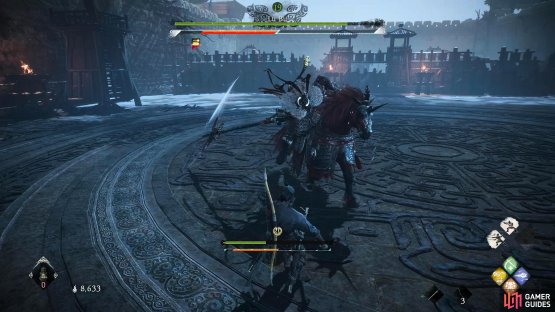 When Lu Bu is on his horse, he&rsquo;ll charge at you while trying to hit you with his weapon. This won&rsquo;t do much damage to you, but try to deflect it anyway as the chip damage adds up.