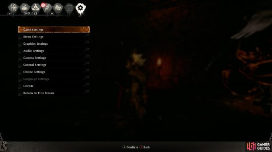 Wo Long Game Settings screen