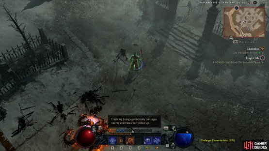 Picking up Crackling Orbs go into a bar above your skill bar, which you will use automatically in combat.