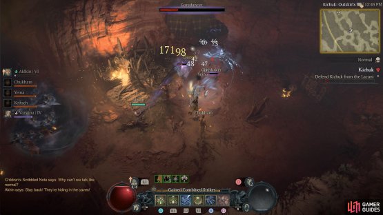 Fight the hordes of enemies that spawn at both cave entrances to your left and right.