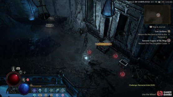 Enter The Lost Archives and look for a &ldquo;Dust-Covered Chest&rdquo;, wherein you&rsquo;ll find the Forgotten Codex you seek.