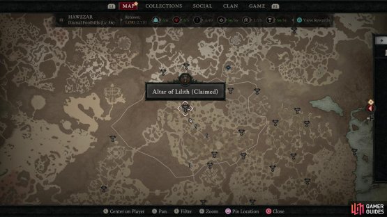 The location of the first Lilith Statue in the Dismal Foothills.
