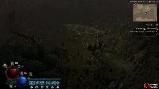 search behind an abandoned boat to find it.