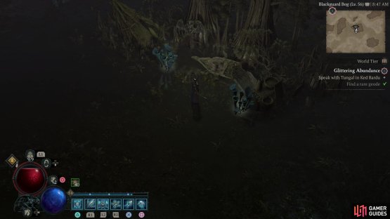 you can find this statue near some trees, behind a small boat.
