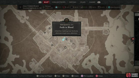 The location of Petr at the start of &ldquo;!Faith in Blood&rdquo;.