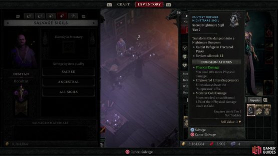You can salvage Nightmare Sigils for Sigil Dust,