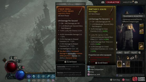Legendary gear has higher stats than other rarities of the same level and boasts more random stat modifiers, including a unique modifier not found elsewhere.
