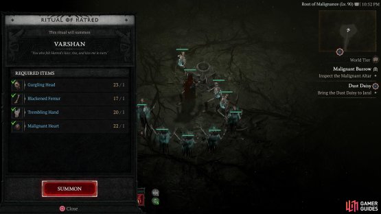 You need four different malignant components to face the Echo of Varshan.