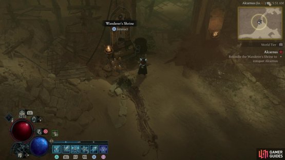 Defeat Rashta Reborn and interact with the Wanderer&rsquo;s Shrine to conquer Alcarnus.