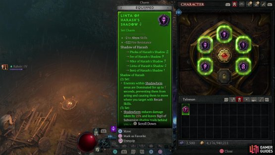 For the Charms themselves, you&rsquo;re going to want a five-set of Harash&rsquo;s Shadow for the massive damage boost you&rsquo;ll get while in Shadowform.