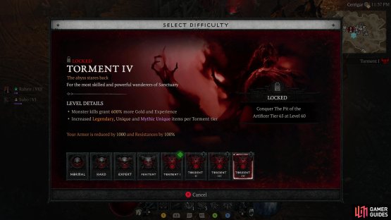 Completing a Pit run at difficulty tier 20, 35, 50 and 65 will unlock Torment I - Torment IV difficulties,