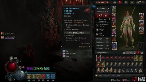 Different Infernal Horde Compasses create Infernal Horde events with various rounds.