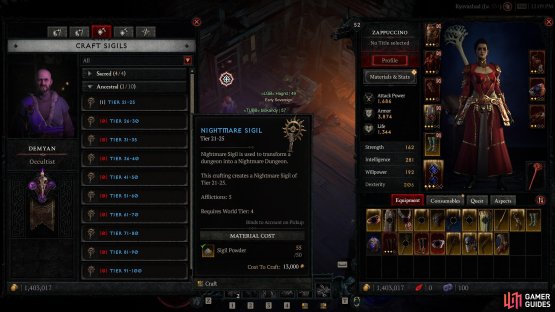 You can craft Nightmare Sigils with !Sigil Powder if you so wish.