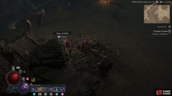 to find the statue sitting behind the carts.