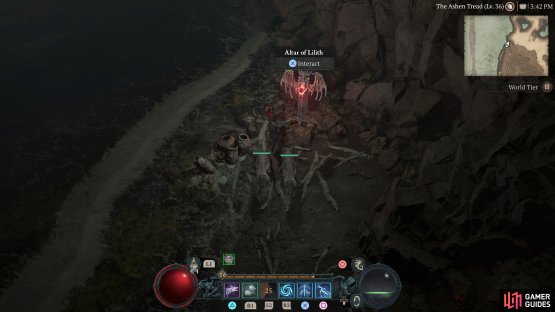to find the the statue sitting near the rock face.