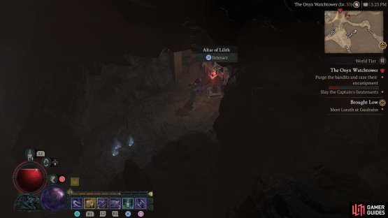 to find the statue sitting a small crevice