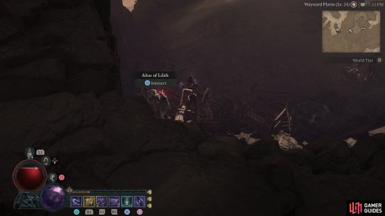 to find the altar sitting in the corner