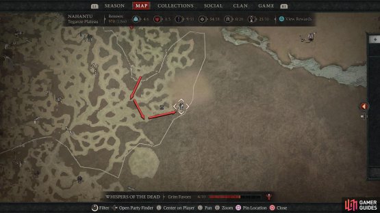 Exit the Stronghold via the southwest, and then head south and east to find a climb point. The Tenet will be at the top.