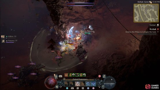 Once a pillar is destroyed, move away from it as it&rsquo;ll crash onto the marked-out circle.
