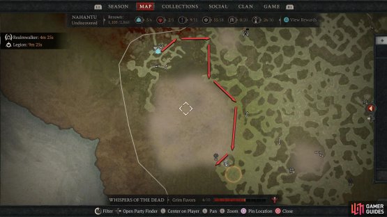 Exit Samuk via the northeast and follow the path south around the unmarked area of the map to find the Tenet.