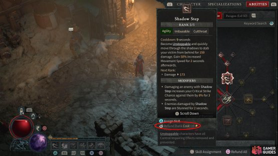 Or if you want to respec a singular skill, hover over that ability and hold down the Square / X button 